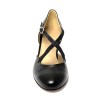 Punta chiusa pelle glitter nero suola cuoio tacco 50 rocchetto
