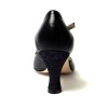 Punta chiusa pelle glitter nero suola cuoio tacco 70 rocchetto
