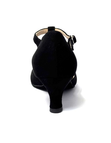 Punta chiusa camoscio nero e strass suola bufalo tacco 50