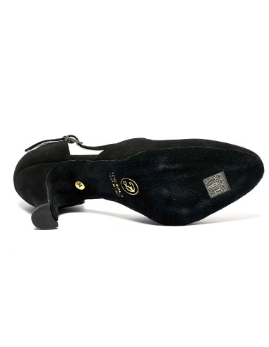 Punta chiusa camoscio nero e strass suola bufalo tacco 70