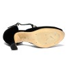 Spuntata camoscio nero e strass suola cuoio tacco 70