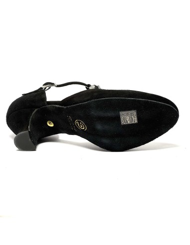 Punta chiusa camoscio nero e strass suola bufalo tacco 50