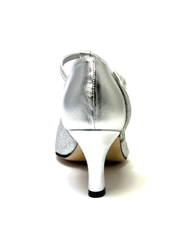 Scarpa da ballo donna latino americano ballo da sala liscio tango pelle glitter argento suola cuoio pomiciato tacco 65 stiletto
