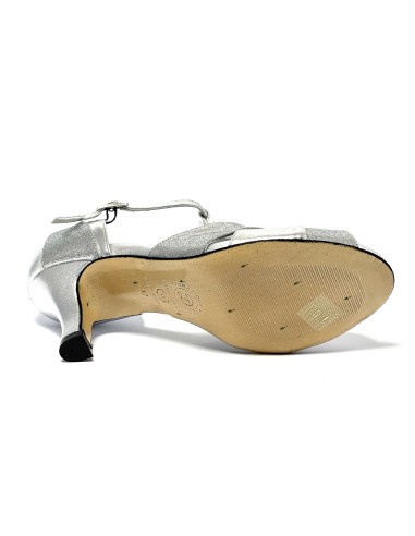 Scarpa da ballo donna latino americano ballo da sala liscio tango pelle glitter argento suola cuoio pomiciato tacco 65 stiletto