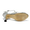 Scarpa da ballo donna latino americano ballo da sala liscio tango pelle glitter argento suola cuoio pomiciato tacco 65 stiletto