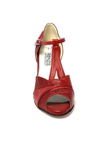 Scarpa da ballo donna latino americano ballo da sala liscio tango pelle glitter rosso suola cuoio pomiciato tacco 65 stiletto