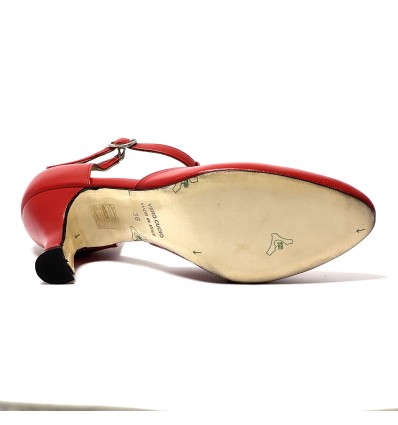 Tacco Calzature Pellerossa Scarpa Da Ballo Da Sala Pelle Rossa E