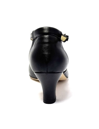 Scarpa da ballo donna ballo da sala liscio pelle nero suola in cuoio tacco 50