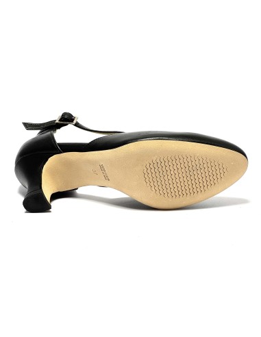 Scarpa da ballo donna ballo da sala liscio pelle nero suola in cuoio tacco 50