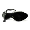 Scarpa da ballo donna latino americano tango ballo da sala liscio raso nero strass boreali suola bufalo tacco 90 stiletto