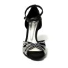 Scarpa da ballo donna latino americano tango ballo da sala liscio raso nero strass boreali suola bufalo tacco 90 stiletto