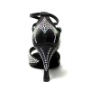 Scarpa da ballo donna latino americano tango ballo da sala liscio raso nero strass boreali suola bufalo tacco 90 stiletto