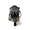 Scarpa da ballo donna latino americano ballo da sala liscio raso nero strass boreali suola cuoio pomiciato tacco 70 rocchetto
