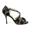 Scarpa da ballo donna tango argentino latino ballo da sala liscio pizzo bronzo suola cuoio pomiciato tacco 90 stiletto