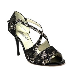 Scarpa da ballo donna tango argentino latino ballo da sala liscio pizzo bronzo suola cuoio pomiciato tacco 90 stiletto