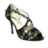 Scarpa da ballo donna tango argentino latino ballo da sala liscio pizzo bronzo suola cuoio pomiciato tacco 90 stiletto