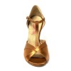 Scarpa da ballo donna latino americano tango argentino ballo da sala raso cipria scuro suola cuoio pomiciato tacco 90 stiletto