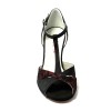 Scarpa da ballo donna latino americano tango ballo da sala raso nero pizzo rosso plateau suola cuoio pomiciato tacco 80 stiletto