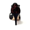 Scarpa da ballo donna latino americano tango ballo da sala raso nero pizzo rosso plateau suola cuoio pomiciato tacco 80 stiletto