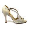 Scarpa da ballo donna tango argentino latino ballo da sala liscio pelle beige nabuk fish tortora suola cuoio pomiciato tacco 90