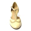 Scarpa da ballo donna ballo da sala liscio latino tango pelle vernice beige suola cuoio pomiciato tacco 60 stiletto