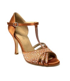 Scarpa da ballo donna latino americano tango argentino ballo da sala raso reme strass suola cuoio pomiciato tacco 90 stiletto