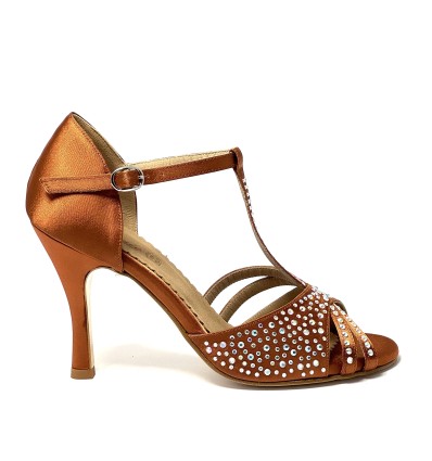 Scarpa da ballo donna latino americano tango argentino ballo da sala raso reme strass suola cuoio pomiciato tacco 90 stiletto