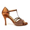 Scarpa da ballo donna latino americano tango argentino ballo da sala raso reme strass suola cuoio pomiciato tacco 90 stiletto
