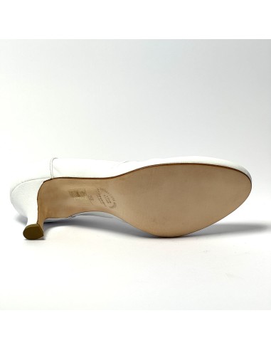Scarpa da ballo donna ballo da sala liscio tango latino pelle bianca suola cuoio pomiciato tacco 55