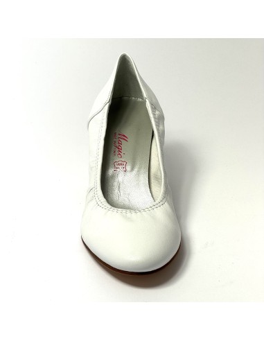 Scarpa da ballo donna ballo da sala liscio tango latino pelle bianca suola cuoio pomiciato tacco 55