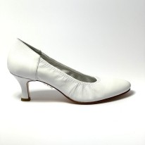 Scarpa da ballo donna ballo da sala liscio tango latino pelle bianca suola cuoio pomiciato tacco 55