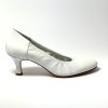 Scarpa da ballo donna ballo da sala liscio tango latino pelle bianca suola cuoio pomiciato tacco 55