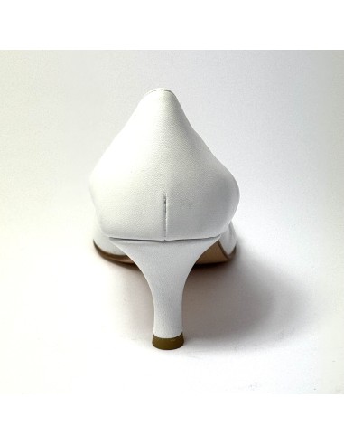 Scarpa da ballo donna ballo da sala liscio tango latino pelle bianca suola cuoio pomiciato tacco 55