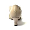 Scarpa da ballo donna latino americano ballo da sala liscio tango pelle beige glitter platino suola cuoio pomiciato tacco 50