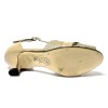 Scarpa da ballo donna latino americano ballo da sala liscio tango pelle beige glitter platino suola cuoio pomiciato tacco 50