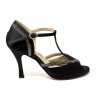 Scarpa da ballo donna tango argentino latino ballo da sala raso nero nabuk multi suola cuoio pomiciato tacco 90 stiletto