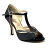Scarpa da ballo donna tango argentino latino ballo da sala raso nero nabuk multi suola cuoio pomiciato tacco 90 stiletto