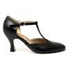 Scarpa da ballo donna ballo da sala liscio latino tango pelle nera strass suola cuoio pomiciato tacco 70 rocchetto