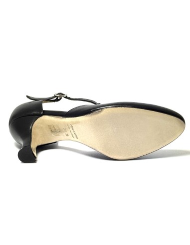 Scarpa da ballo donna ballo da sala liscio latino tango pelle nera strass suola cuoio pomiciato tacco 70 rocchetto