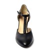 Scarpa da ballo donna ballo da sala liscio latino tango pelle nera strass suola cuoio pomiciato tacco 70 rocchetto