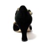 Scarpa da ballo donna ballo da sala liscio tango latino camoscio nero strass suola cuoio pomiciato tacco 70 rocchetto