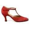 Scarpa da ballo donna ballo da sala liscio tango latino camoscio rosso strass suola cuoio pomiciato tacco 70 rocchetto