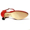 Scarpa da ballo donna ballo da sala liscio tango latino camoscio rosso strass suola cuoio pomiciato tacco 70 rocchetto