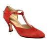 Scarpa da ballo donna ballo da sala liscio tango latino camoscio rosso strass suola cuoio pomiciato tacco 70 rocchetto