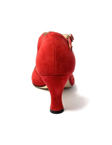 Scarpa da ballo donna ballo da sala liscio tango latino camoscio rosso strass suola cuoio pomiciato tacco 70 rocchetto