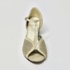 Scarpa da ballo donna latino americano ballo da sala liscio nabuk miele glitter platino suola cuoio pomiciato tacco 30 largo