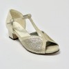 Scarpa da ballo donna latino americano ballo da sala liscio nabuk miele glitter platino suola cuoio pomiciato tacco 30 largo
