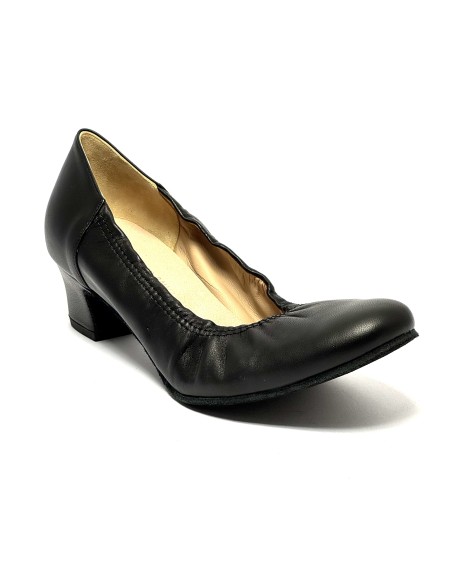 Scarpa da ballo donna ballo da sala standard liscio tango latino pelle nera suola bufalo tacco 30 largo