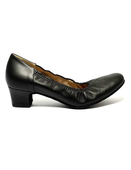 Scarpa da ballo donna ballo da sala standard liscio tango latino pelle nera suola bufalo tacco 30 largo