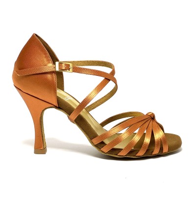 Scarpa da ballo donna latino americano tango ballo da sala raso rame suola bufalo tacco 90